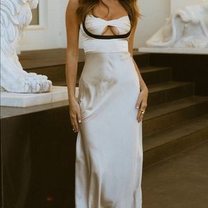 JAUS KELSEY MIDI DRESS - BLACK/CHAMPAGNE